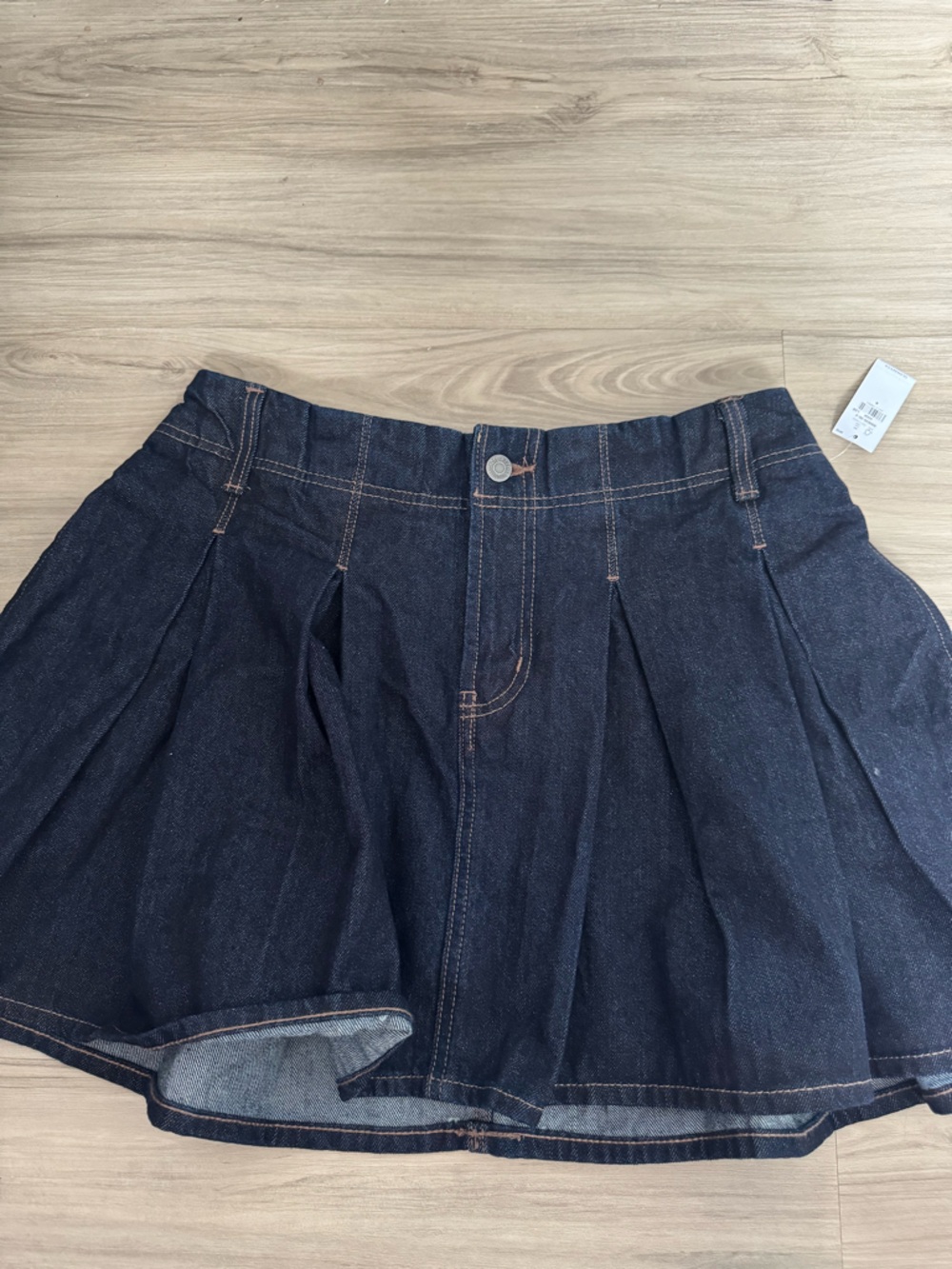 Old Navy Dark Indigo Denim Skirt with Contrast Stitching